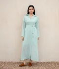 Mid-length Dress with Zipper Detailing - Mint Green, Free size