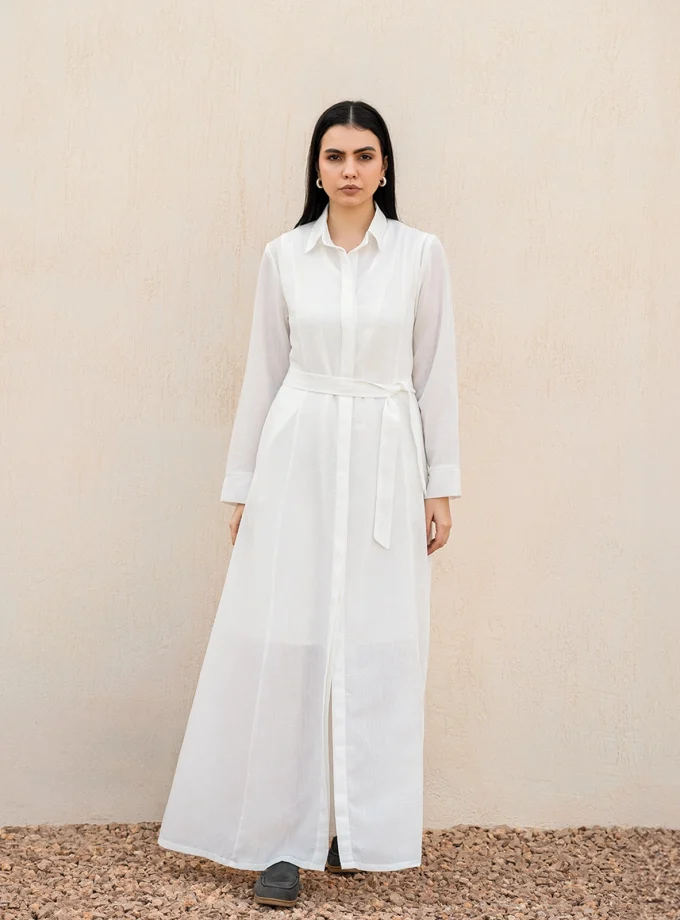 Elegant Daytime Dress With A Detachable Waist Belt