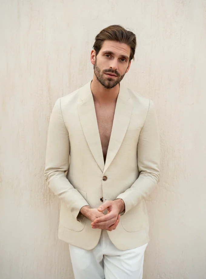 Linen Blazer with Side Pockets