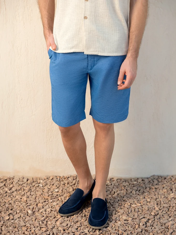 Linen shorts - Blue, S