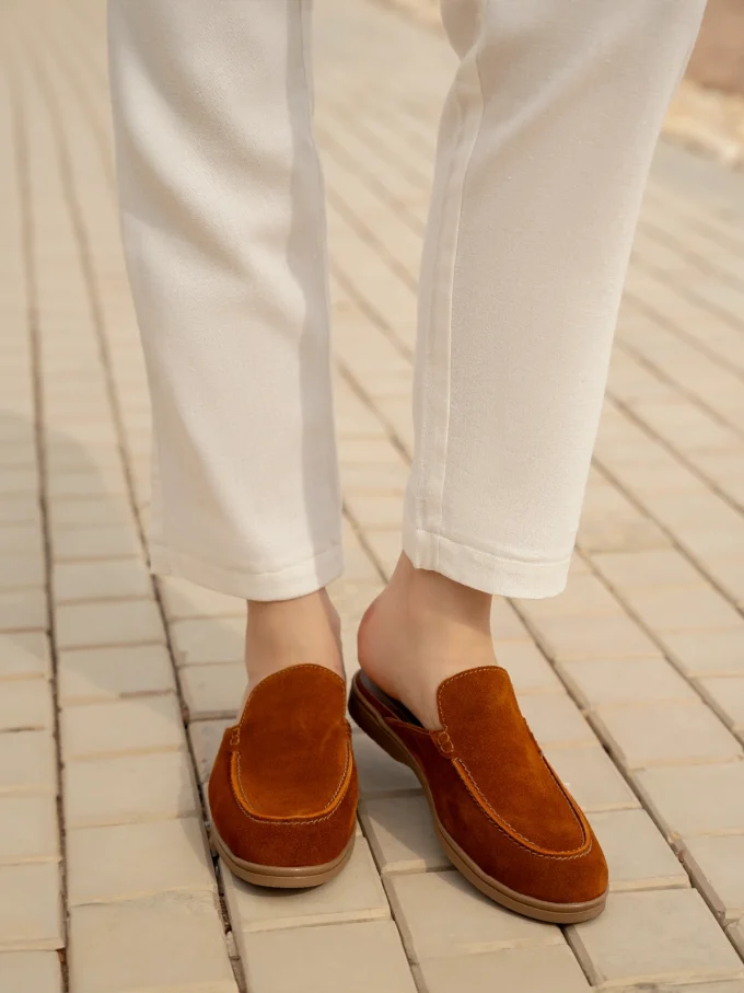 Women Backless Suede Leather Shoes