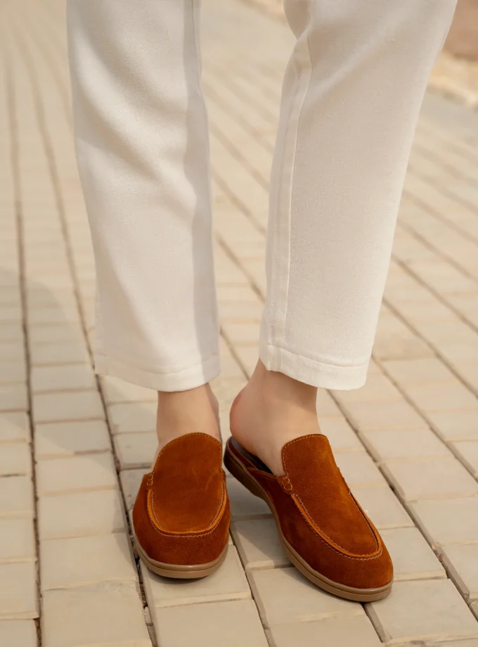 Women Backless Suede Leather Shoes